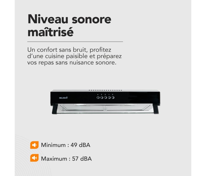 Hotte casquette noir, 60 cm, hotte visière, noir, filtre, evacuation, recyclage