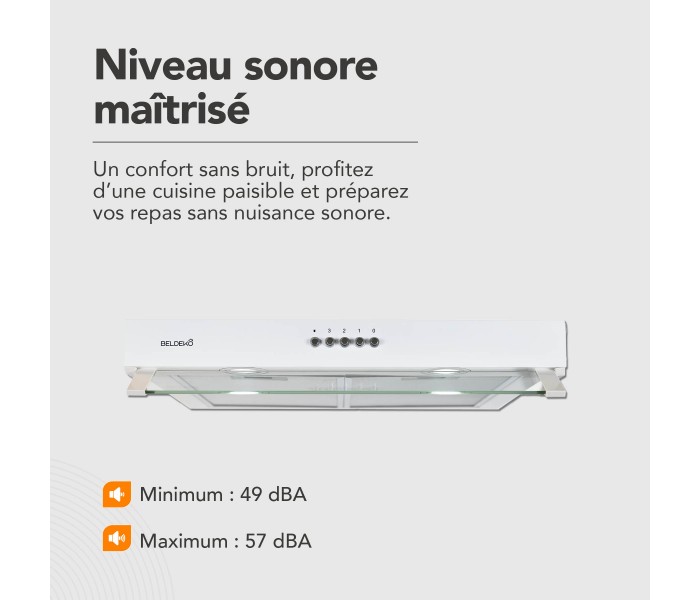 HOTTE CASQUETTE / VISIERE RIVAGE 60 CM - BLANC | BELDEKO