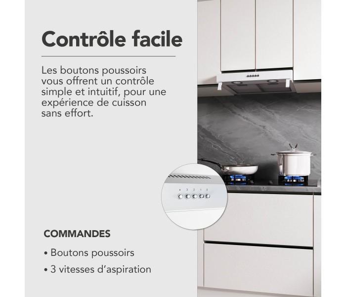 HOTTE CASQUETTE / VISIERE RIVAGE 60 CM - BLANC | BELDEKO