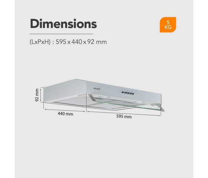 HOTTE CASQUETTE / VISIERE RIVAGE 60 CM - BLANC | BELDEKO