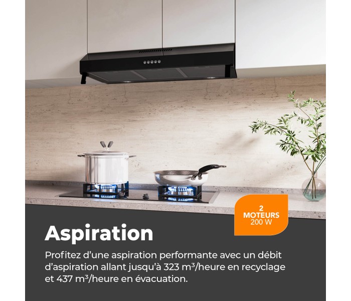 HOTTE CASQUETTE / VISIERE / RIVAGE 90 CM - NOIR | BELDEKO