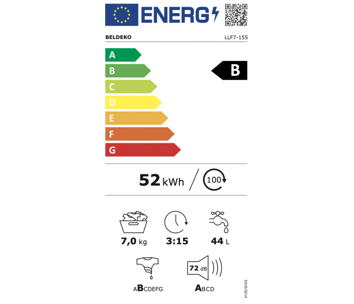 Lave Linge Frontal 7 Kg - 1200 tours - Compact, performant et économique