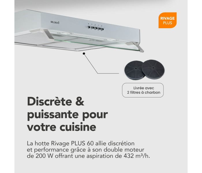 hotte casquette, 60 cm, blanche, visiere, 200x, puissante, double moteur