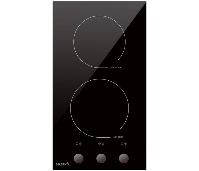 Domino induction encastrable 2 feux avec boutons manette, minuteur