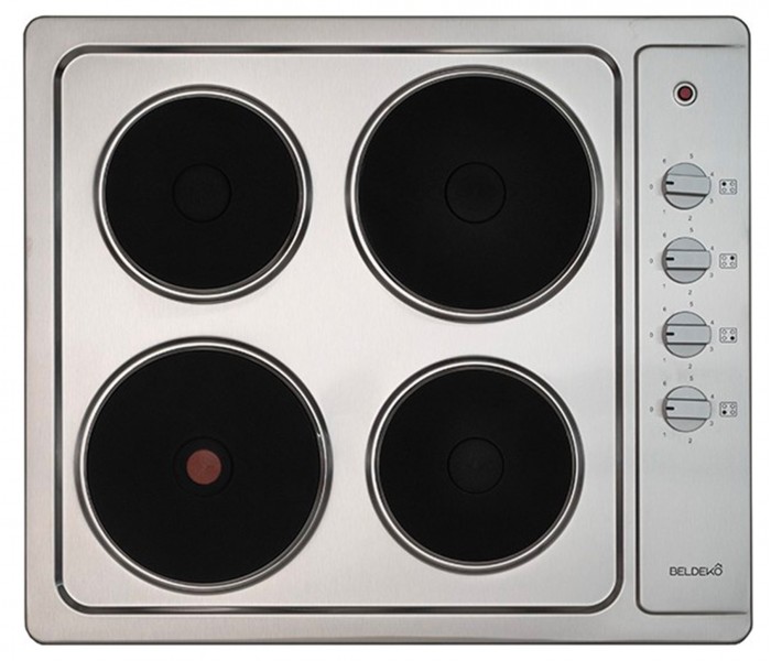 Plaque de cuisson électrique 4 feux, 4 foyers, inox, encastrable