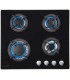 plaque gaz 4 foyers verre noir