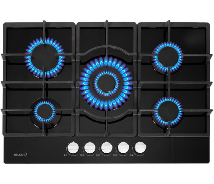 Plaque gaz, 5 feux, 5 foyers, encastrable, verre noir, 56x49, fonte, puissante, remplace 4 feux