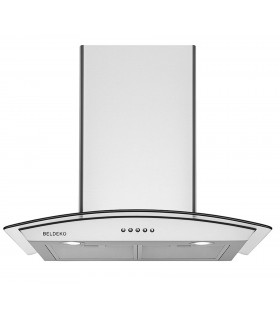 Hotte inox, verre, inclinée, arrondie, 60 cm, galbée, Callys, beldeko