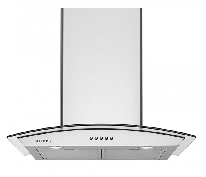 Hotte inox, verre, inclinée, arrondie, 60 cm, galbée, Callys, beldeko