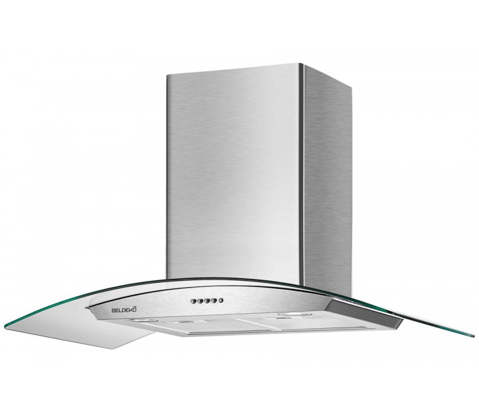 Hotte décorative mural galbé verre et inox