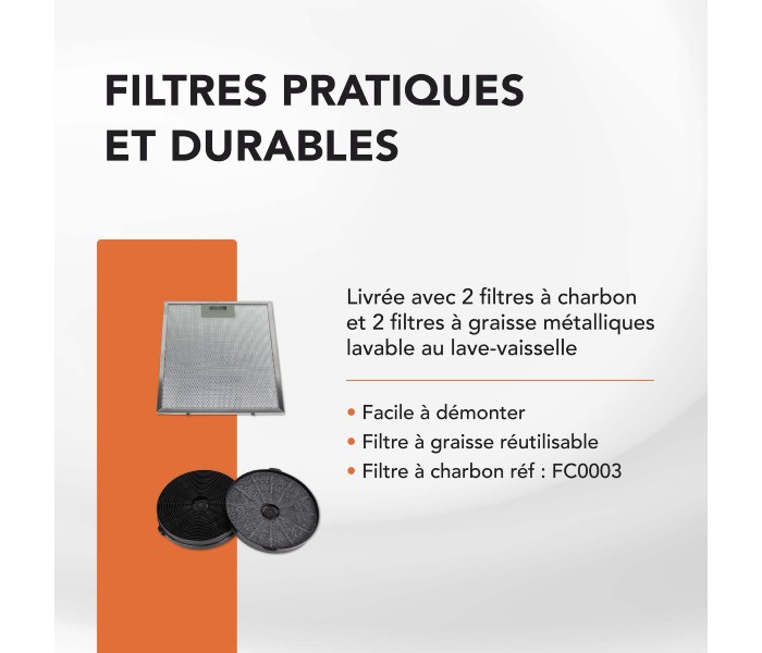 Hotte inox, verre, inclinée, arrondie, 60 cm, galbée, Callys, beldeko