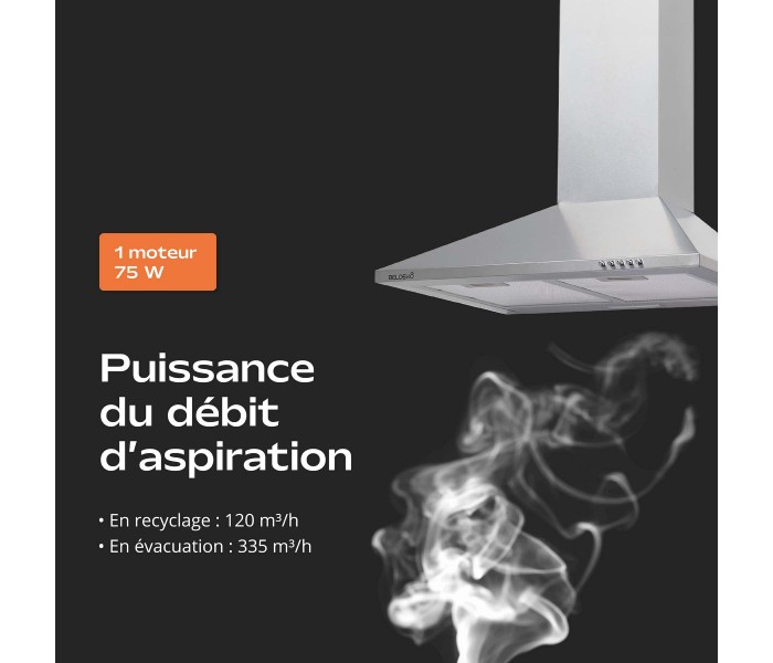 Hotte inox, 60 cm, pyramide, triangle, simple, 60