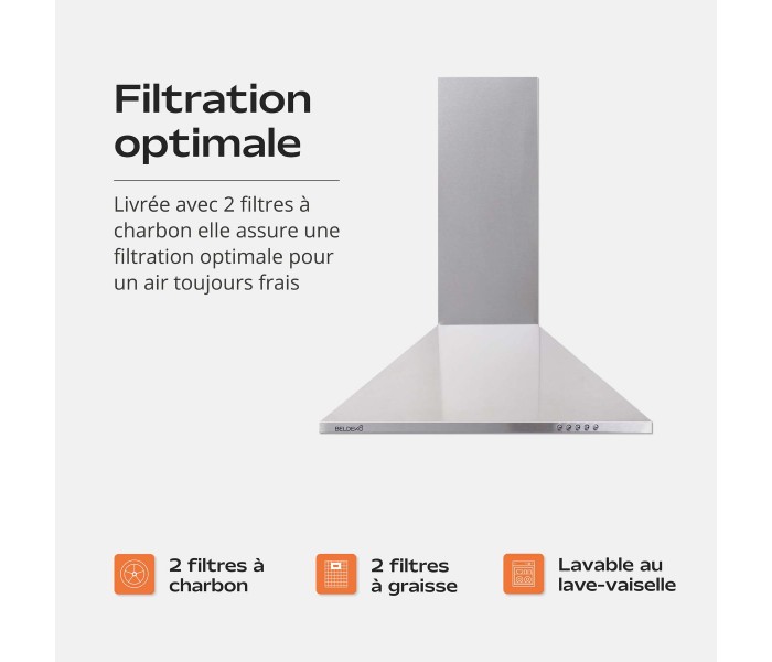 Hotte inox, 60 cm, pyramide, triangle, simple, 60