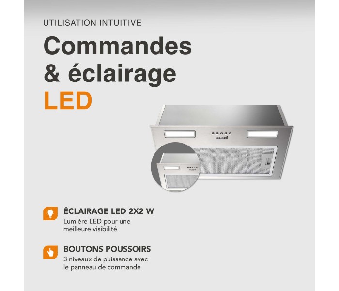 hotte encastrable, groupe aspirant,  Inox,  52 cm, hotte encastrée