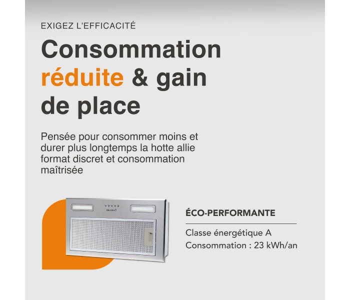 hotte encastrable, groupe aspirant,  Inox,  52 cm, hotte encastrée