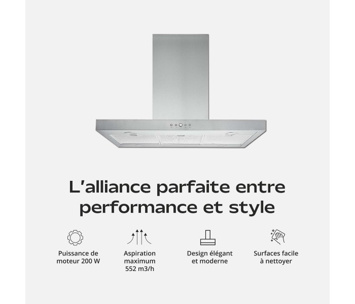 Hotte ilot 90 inox, hotte centrale, plate, epaisse,