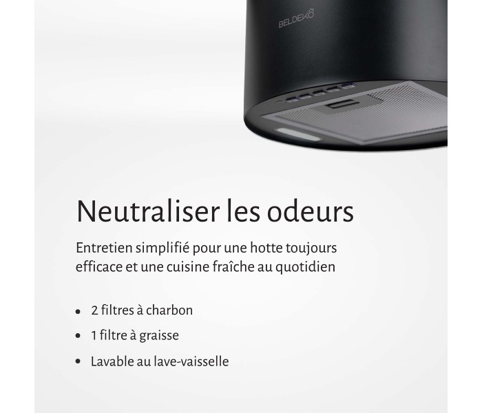 hotte ronde noir a suspendre ilot, hotte suspendu, ronde, noir, recyclage