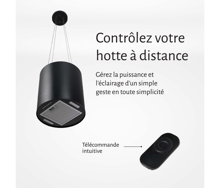 hotte ronde noir a suspendre ilot, hotte suspendu, ronde, noir, recyclage