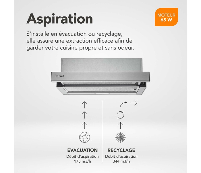 Hotte de cuisine tiroir 60cm, hotte groupe, coulissant, coulissante, tiroir, 60 cm