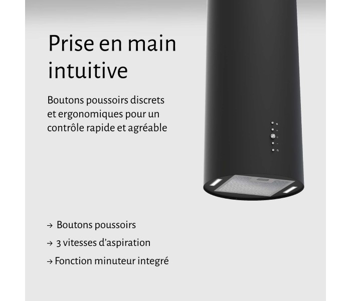 Hotte cylindre murale, ronde noir décorative Beldeko