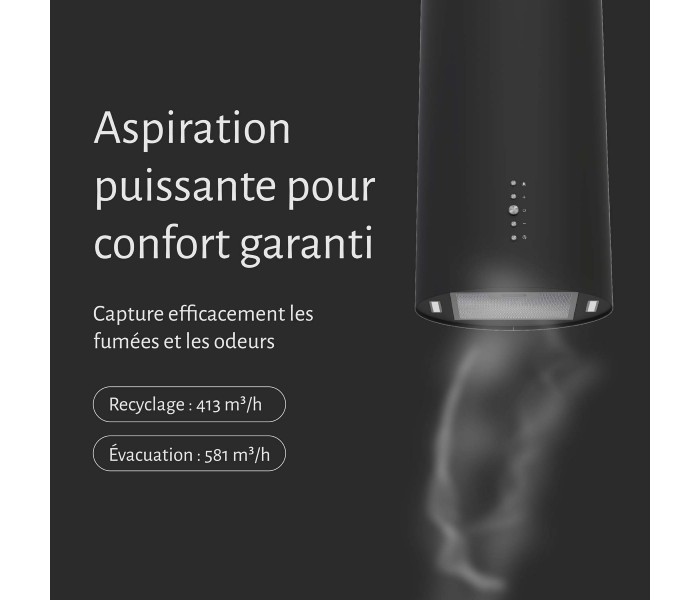 Hotte cylindre murale, ronde noir décorative Beldeko