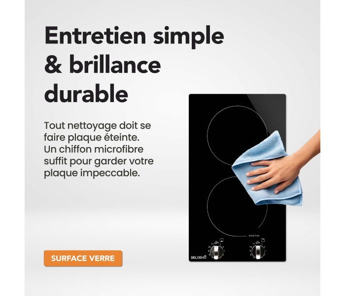 Plaque de cuisson, 2 feux, 2 foyers, 2 zones, encastrable, commande, boutons, manette
