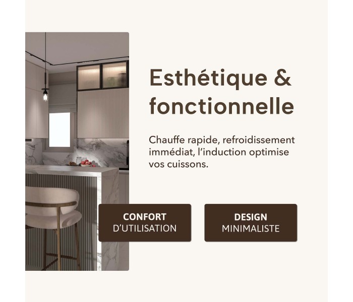 plaque de cuisson, encastrable, induction, 2 zones, puissante, minuteur,  2 foyers, slider