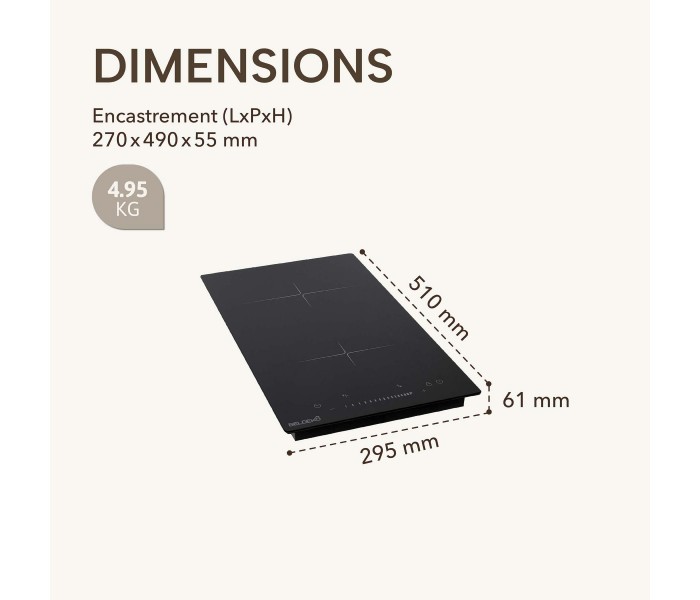 plaque de cuisson, encastrable, induction, 2 zones, puissante, minuteur,  2 foyers, slider