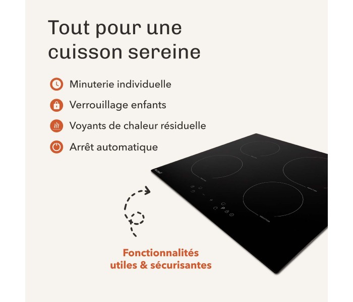 Plaque induction 4 feux, 4 foyers, induction, encastrable