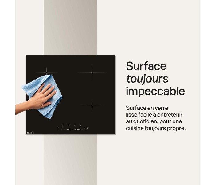 Plaque de cuisson, induction, slider, 4 feux, 4 foyers, encastrable