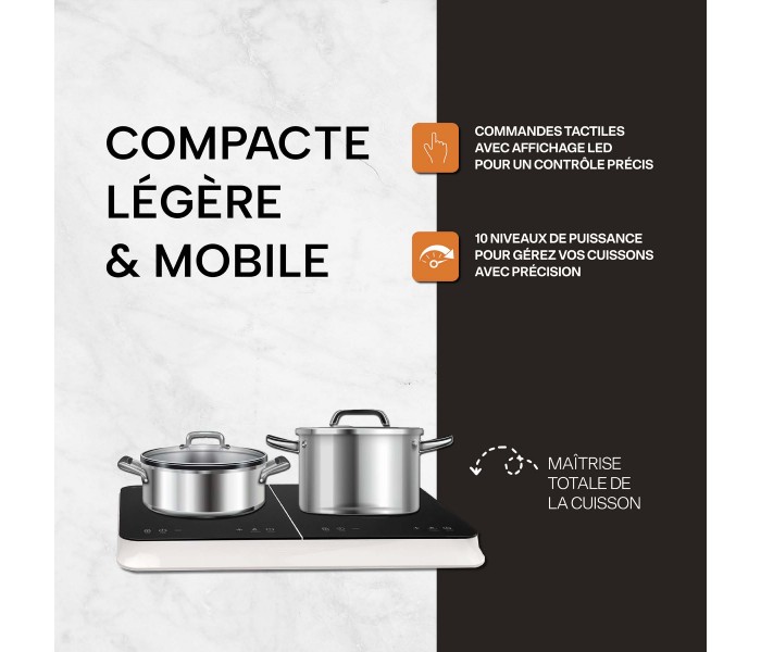 plaque induction portable 2 foyers, posable, mobile