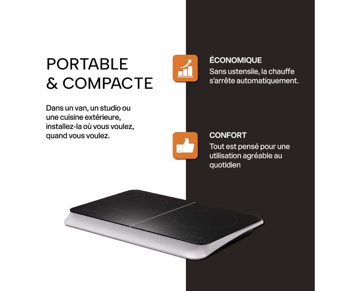 plaque induction portable 2 foyers, posable, mobile
