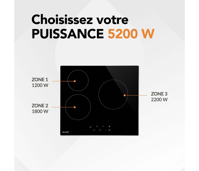 Plaque de cuisson vitrocéramique Beldeko 3 foyers 3 feux 3 zones