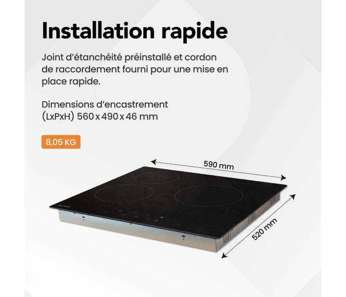 Plaque de cuisson vitrocéramique Beldeko 3 foyers 3 feux 3 zones