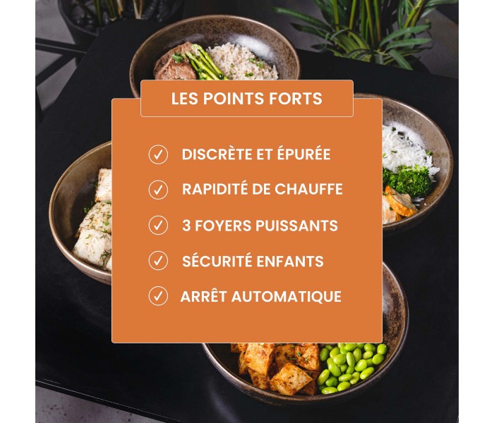 Plaque de Cuisson Vitrocéramique 3 Foyers – 5200W – Commandes par Manettes – Boutons Encastrable Contrôle Mécanique Facile
