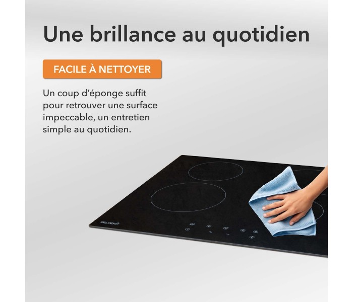 Table de cuisson vitrocéramique 4 foyers encastrable, avec minuteur