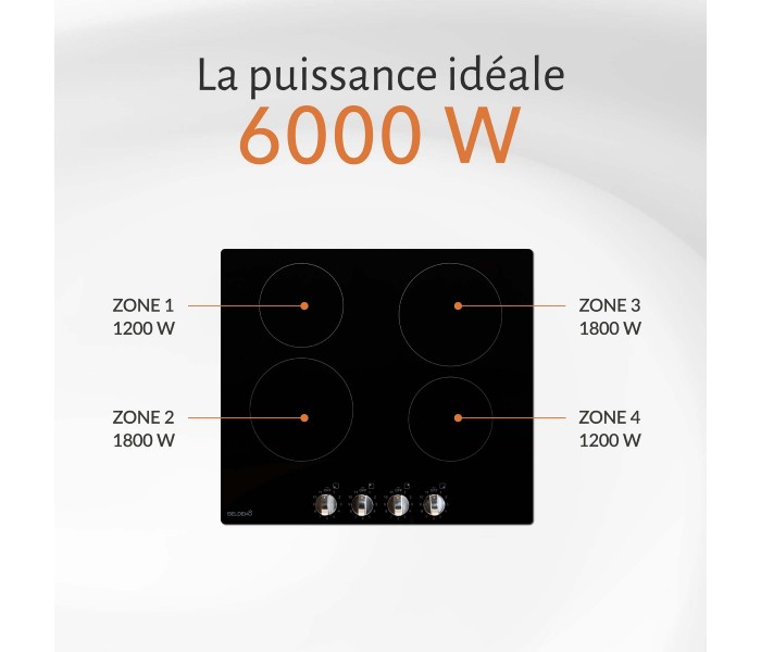 plaque de cuisson vitrocéramique 4 foyers boutons manettes