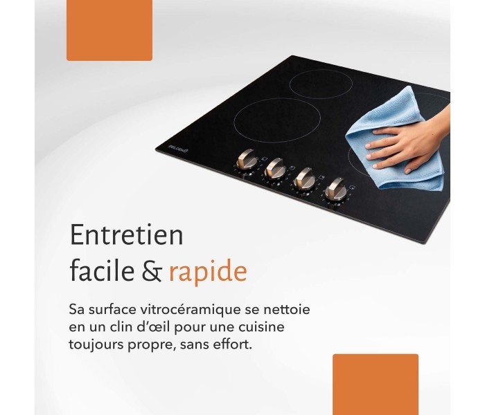 plaque de cuisson vitrocéramique 4 foyers boutons manettes