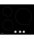 Plaque de cuisson induction, 3 foyers, 3 zones, boutons, manettes, encastrable