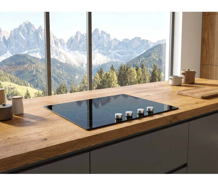 Plaque à Induction 59 cm – 4 Foyers, 6000 W, Commandes par Manettes – Beldeko