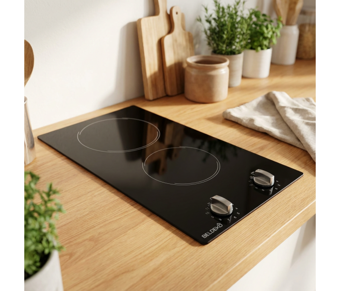 Plaque de Cuisson Domino 2 Feux - Commandes Boutons / Manettes - Grand Foyer 18 cm - 3000W