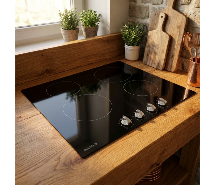 Table Vitrocéramique Manettes 4 Foyers - 6000W