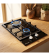 PLAQUE DE CUISSON GAZ DOMINO - VERRE NOIR & FONTE | BELDEKO
