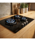 PLAQUE DE CUISSON GAZ 3 FOYERS — DOUBLE COURONNE - VERRE NOIR & FONTE | BELDEKO
