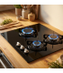 PLAQUE DE CUISSON GAZ 3 FOYERS — VERRE NOIR | BELDEKO