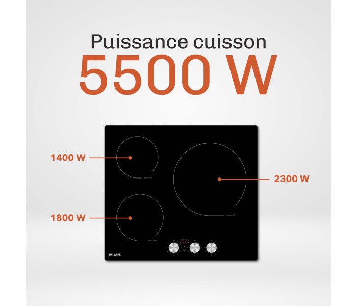 plaque induction, 3 feux, 3 foyers, 3 zones, encastrable, commande, boutons, manette, physique