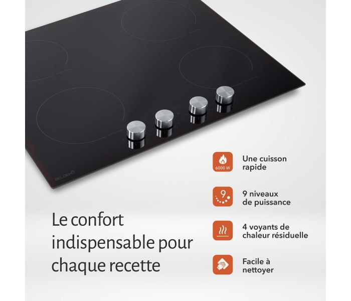 plaque induction, 4 feux, 4 foyers, 4 zones, encastrable, commande, boutons, manette, physique