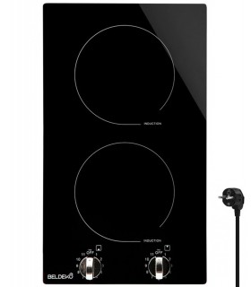 Domino induction encastrable 2 feux avec boutons manette