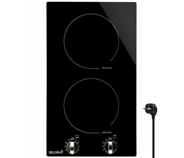 Domino induction encastrable 2 feux avec boutons manette