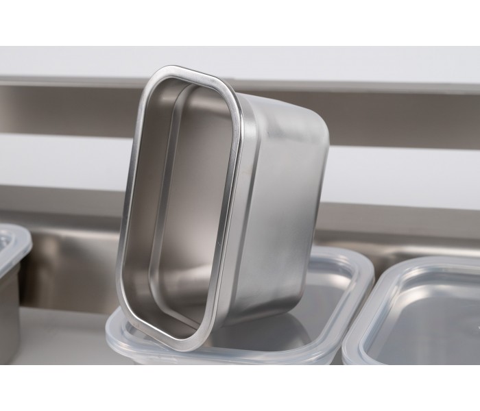 Saladette en Inox BELDEKO - 6 Boîtes avec Couvercles Étanches et Support Métallique à Ventouses